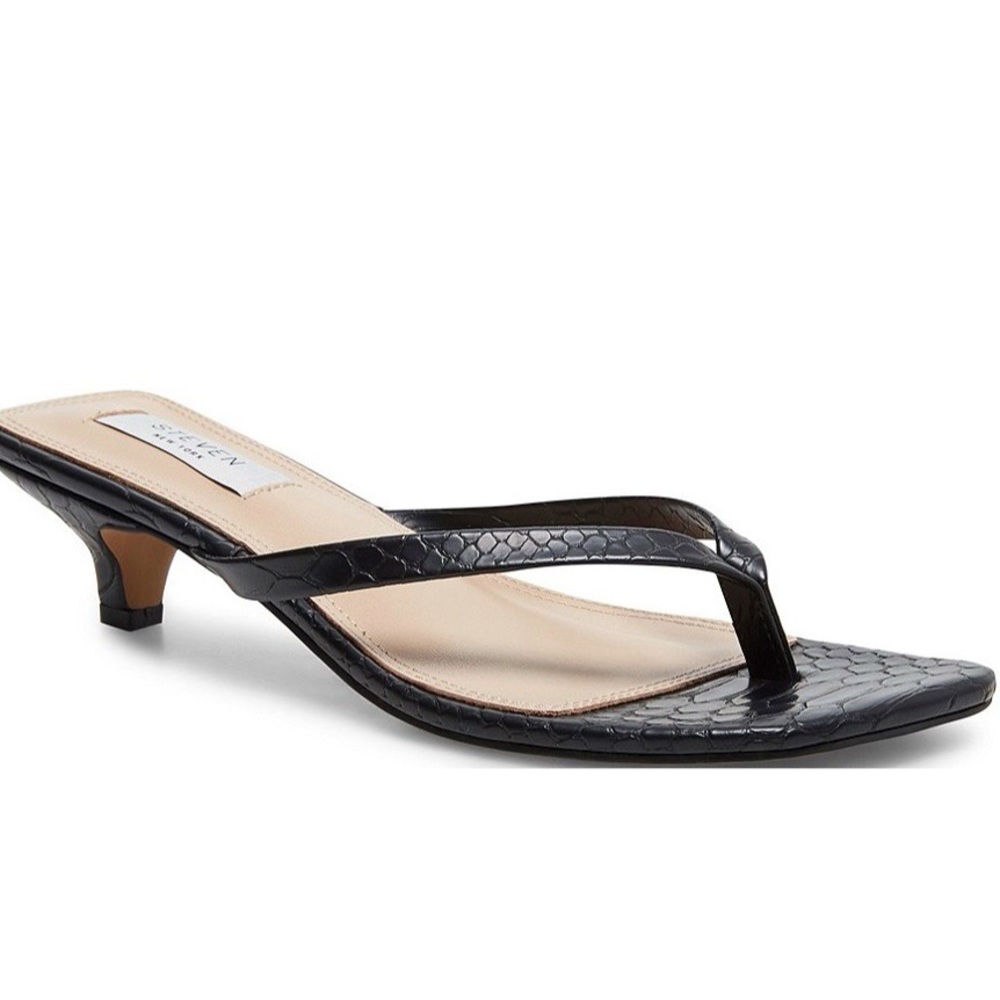 Steven Tavin Square Toe Kitten Heel Sandals